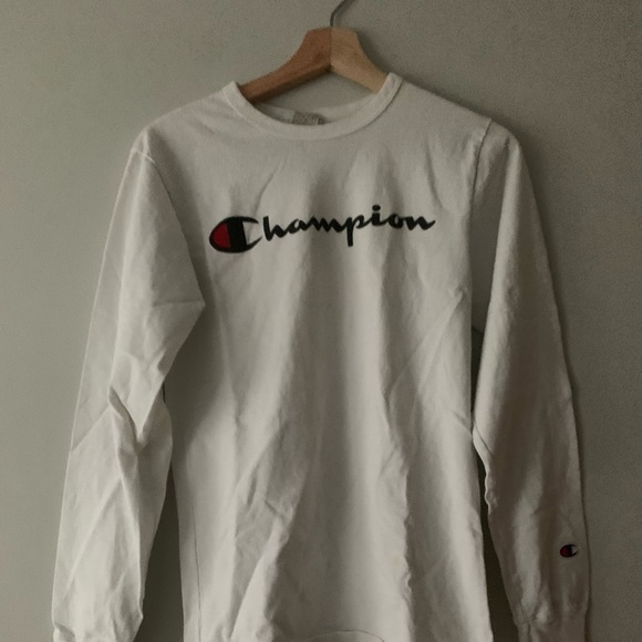 WHITE CHAMPION LONGSLEEVE TEE - Picture 1 of 2